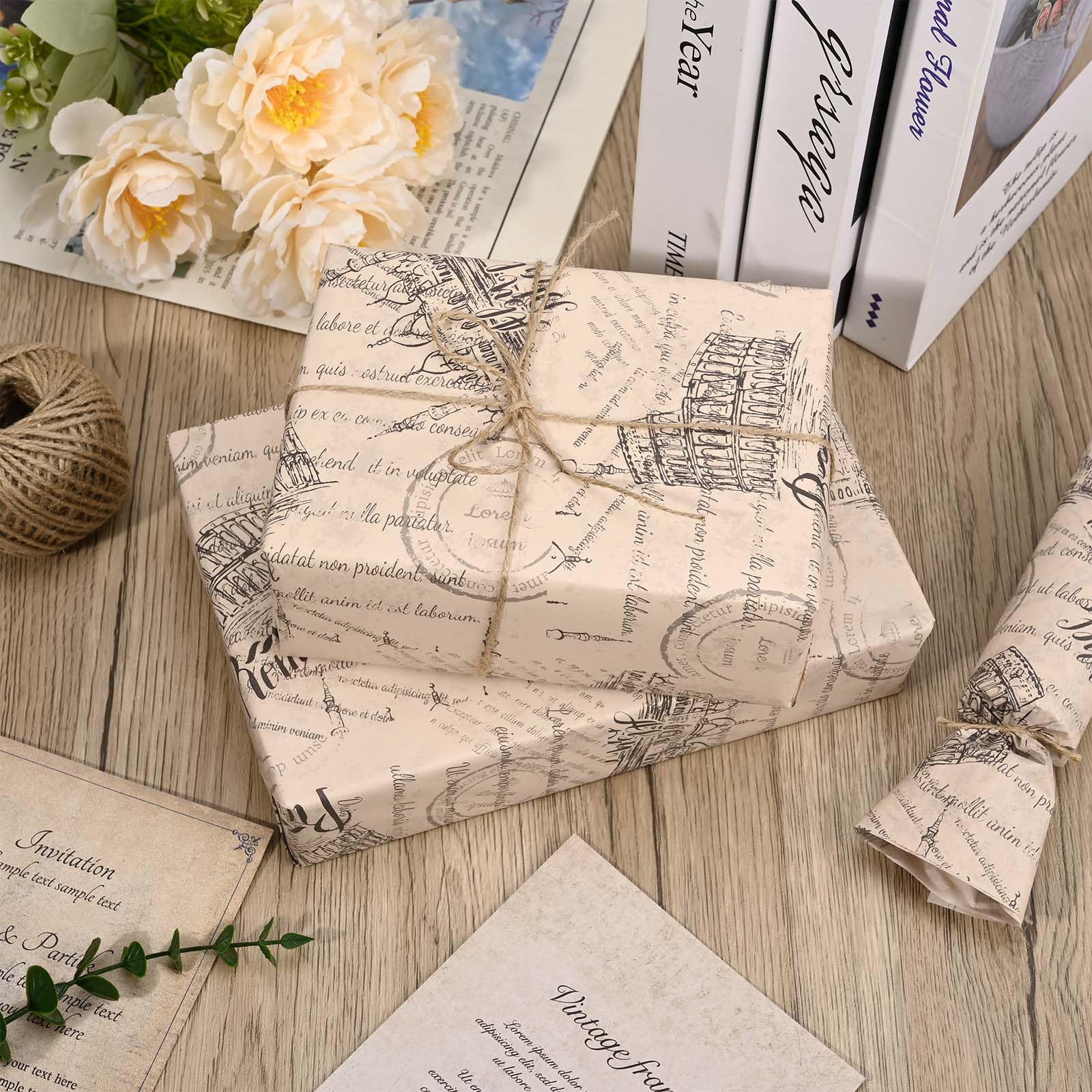100 Sheets Vintage Newspaper Tissue Paper Retro Postcard Tissue